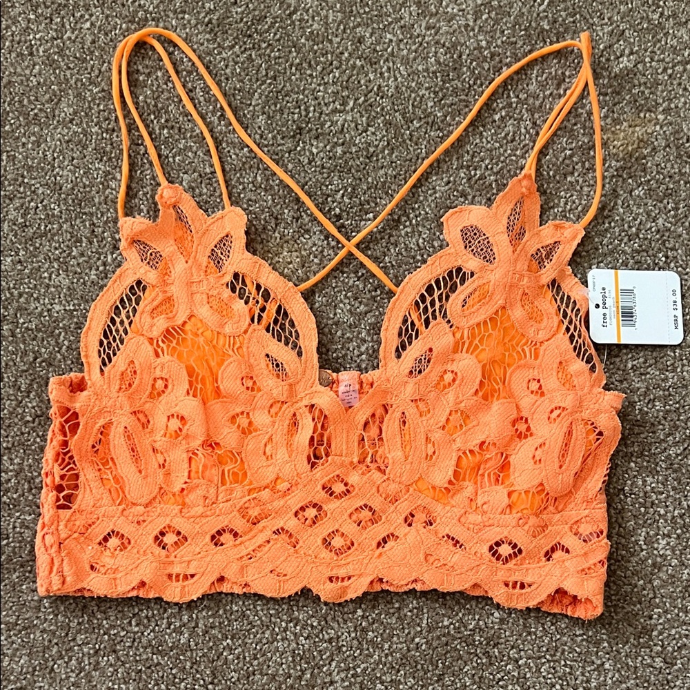 NWT Free People Adella Bralette Orange Lace